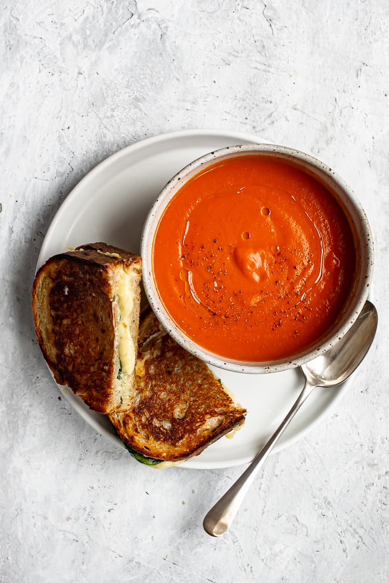 Tomato soup with grilled cheese sandwich