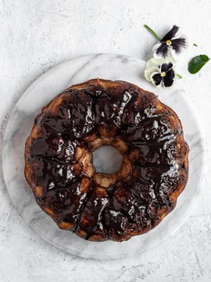 Chocolate monkey bread on platter