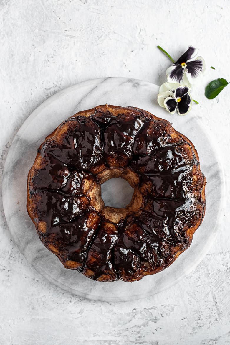 Chocolate monkey bread on platter