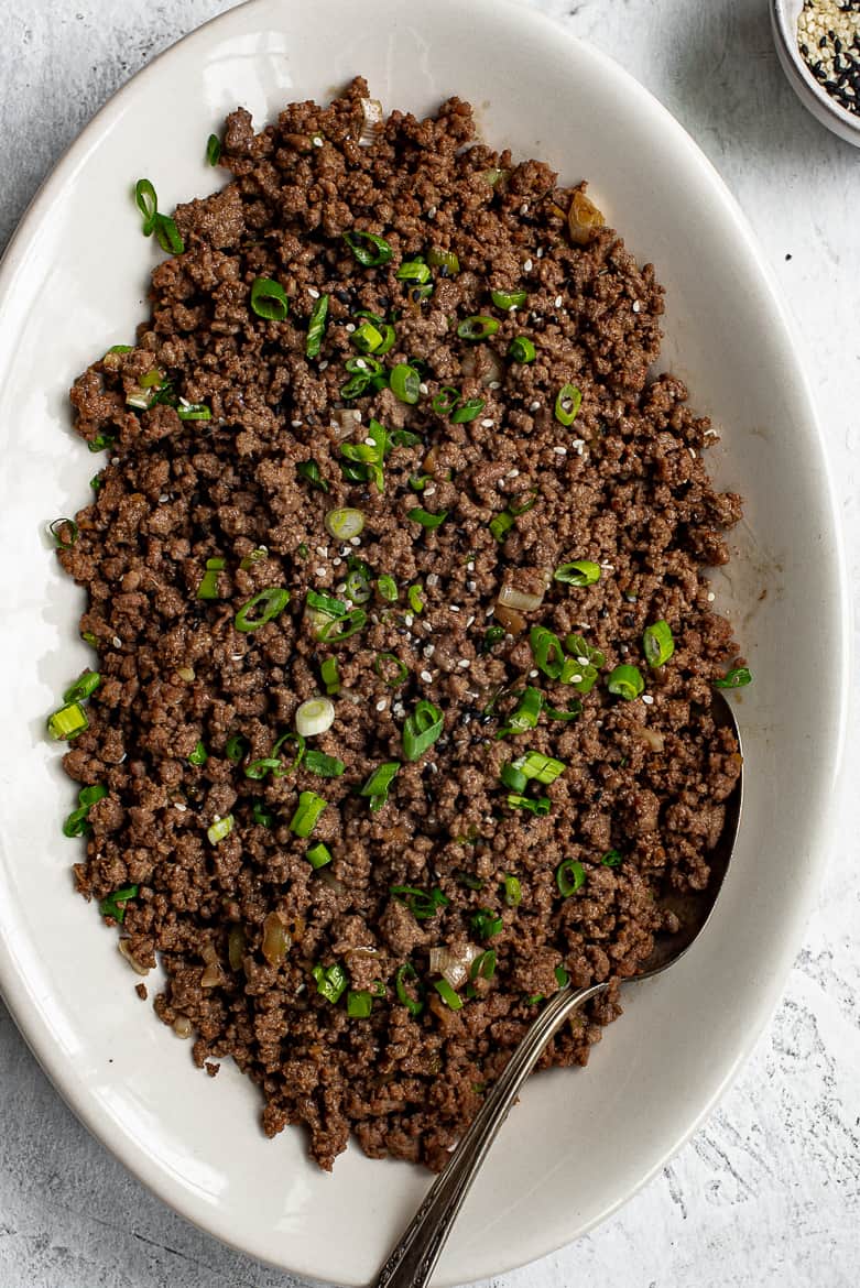 Quick Asian-flavoured beef on platter