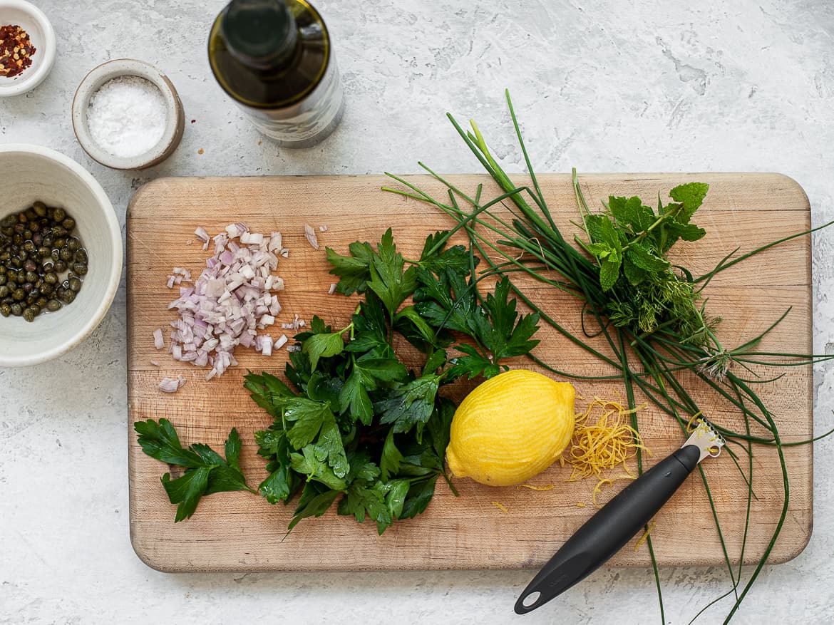 Ingredients for salsa verde