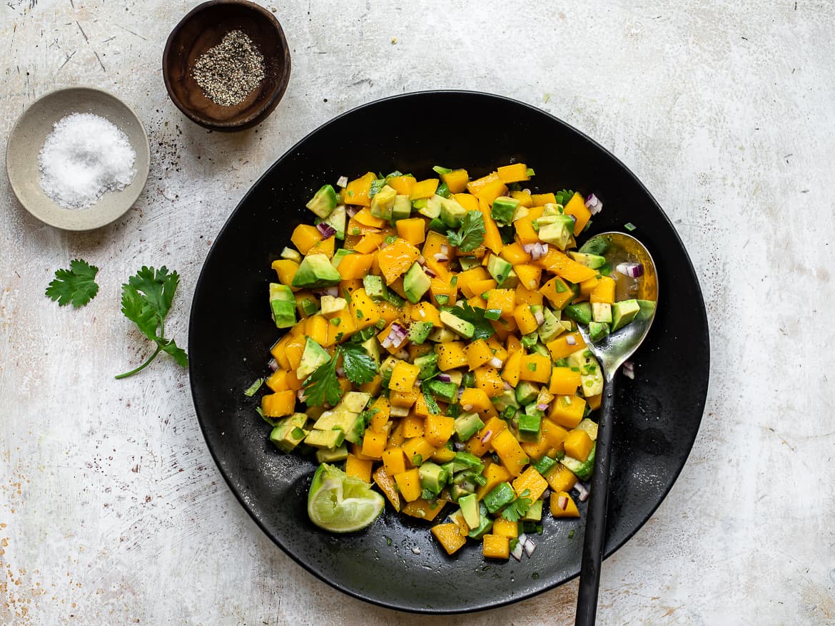 Mango Avocado salsa in bowl