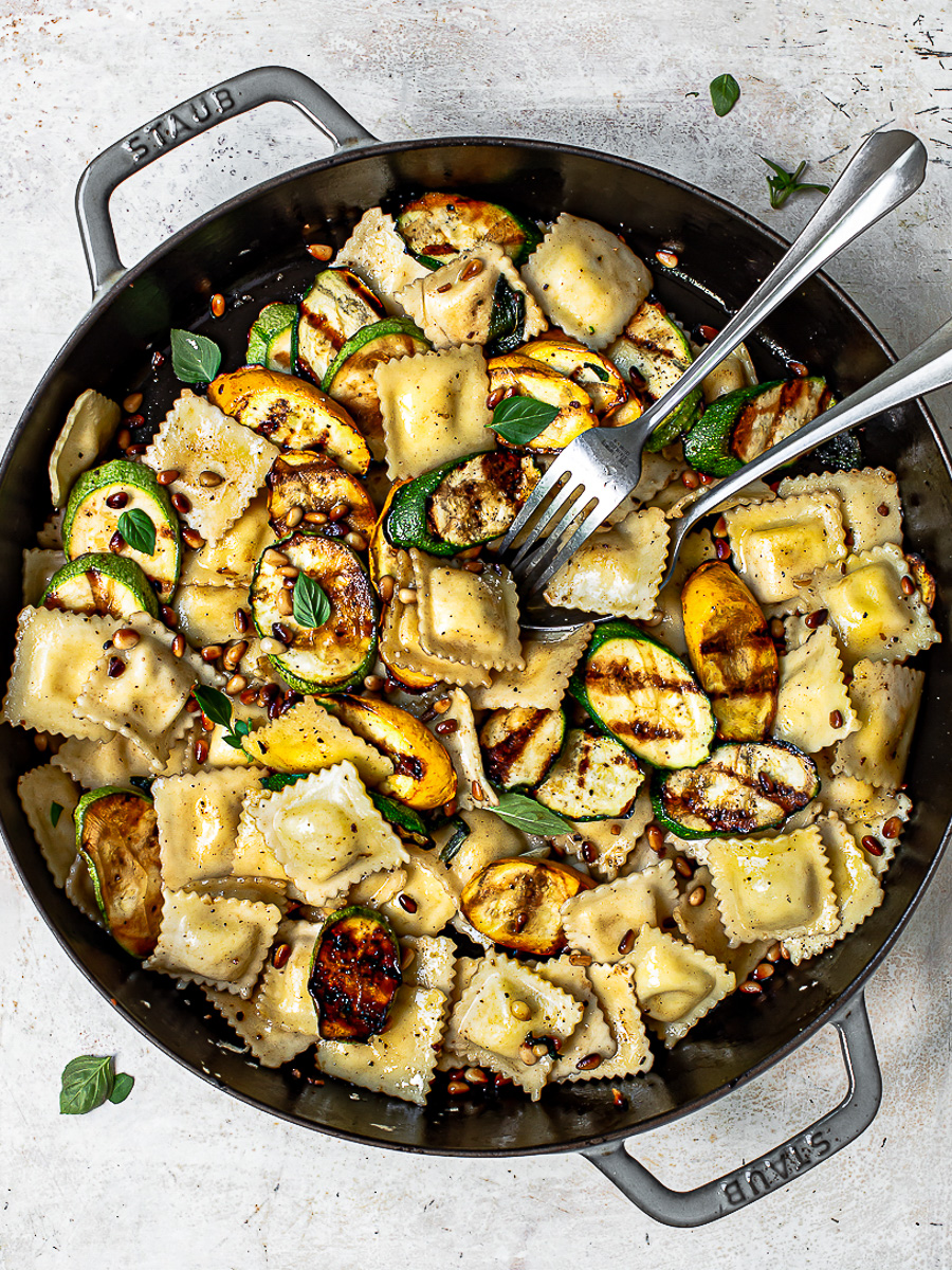 Pasta with Grilled Summer Squash