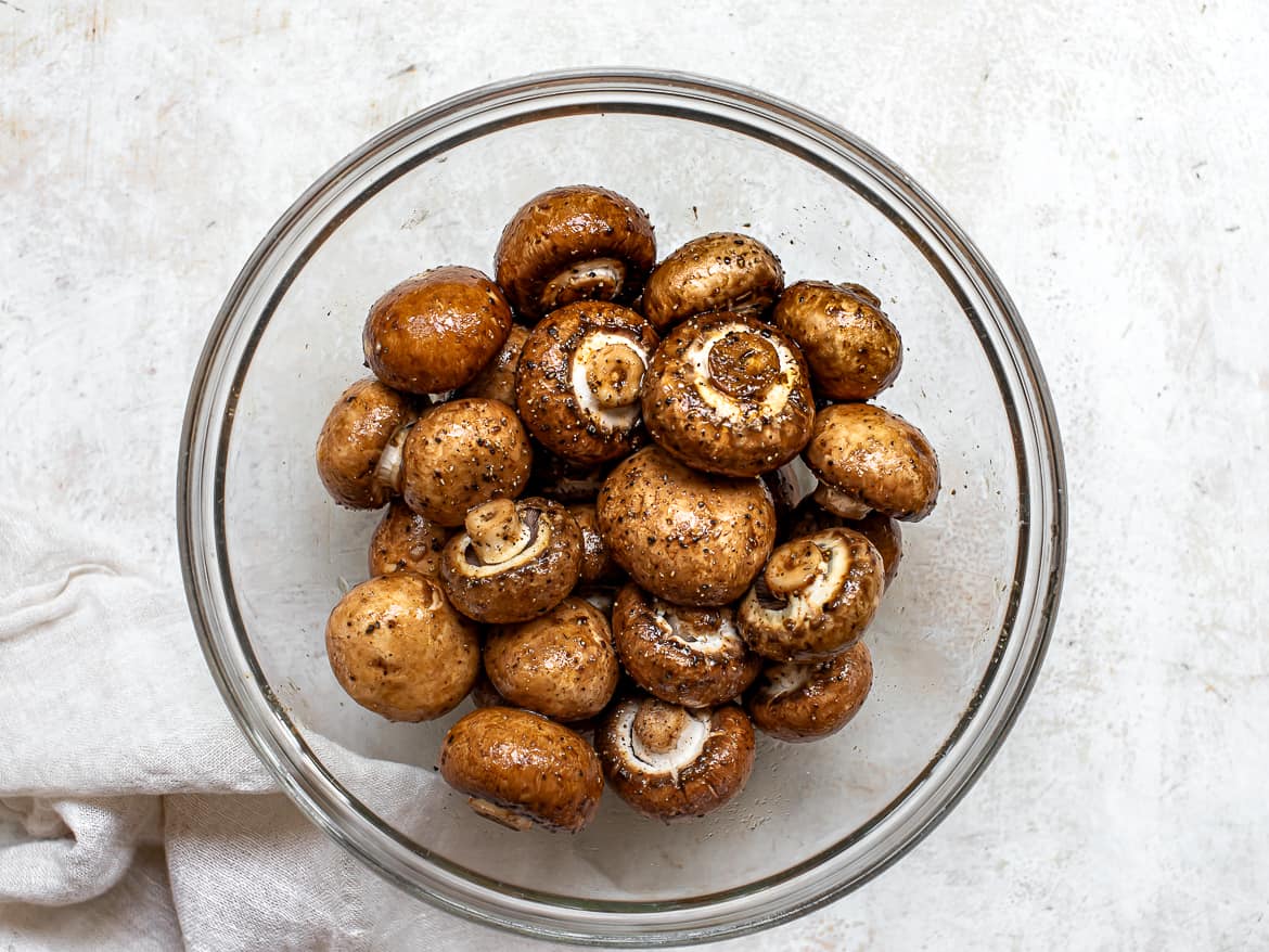 mushrooms marinating in bowl