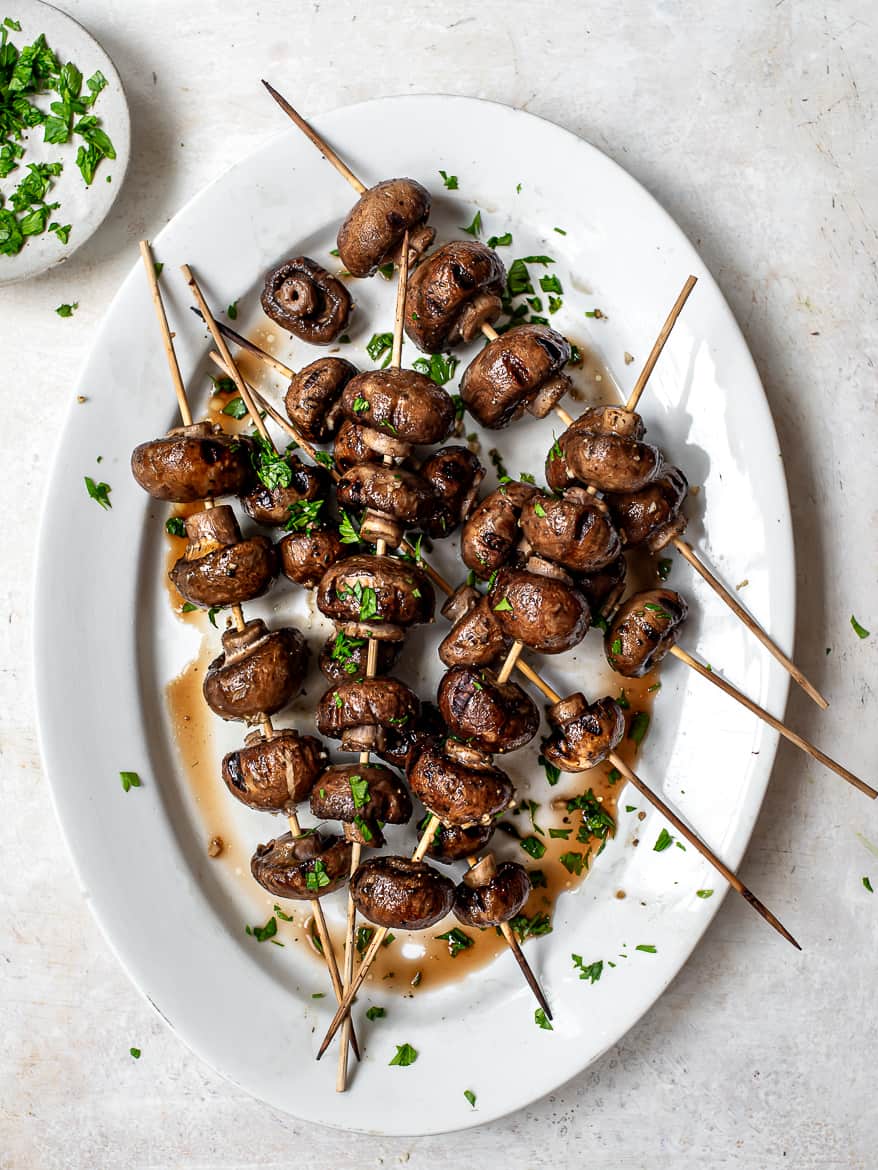 Grilled Mushrooms in Skewers