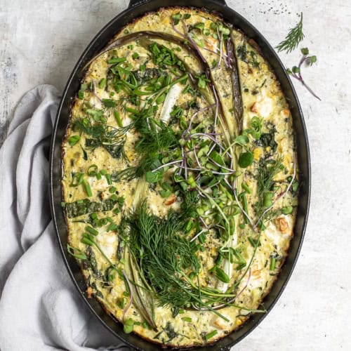 Epic summer frittata in baking dish