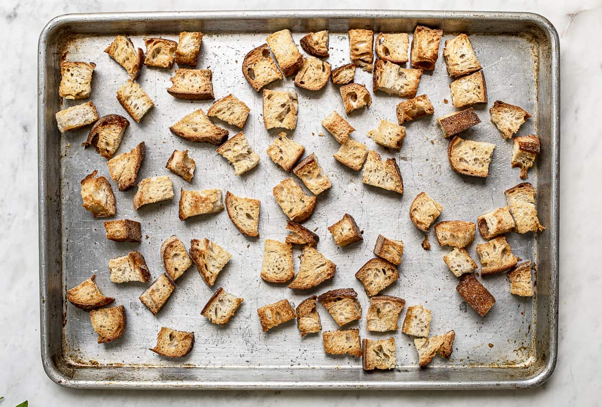 Toasted croutons for panzanella salad