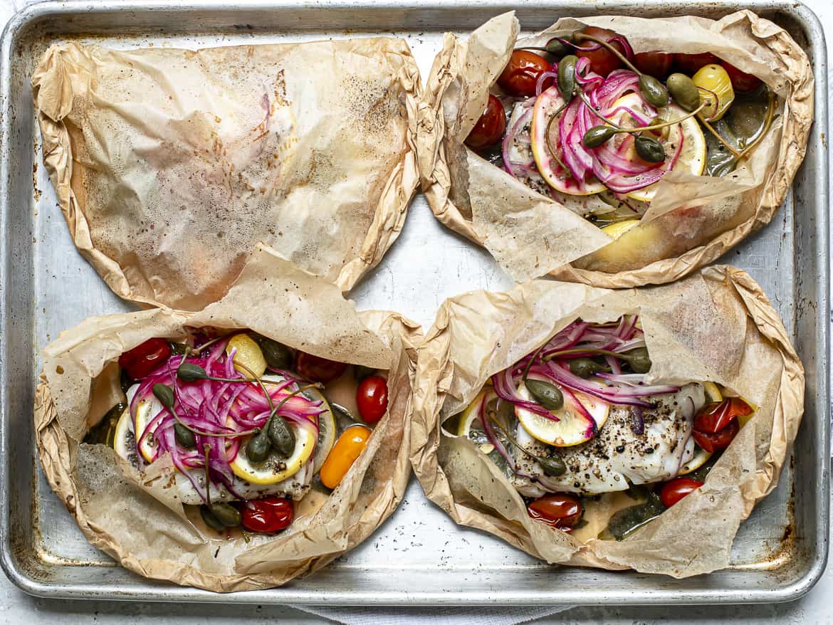 4 pouches of Baked fish en Papillote 