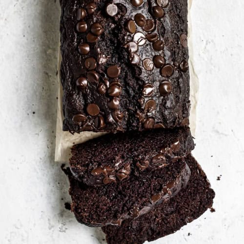 Baked and sliced Chocolate zucchini bread