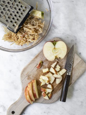 Grating and slicing the apples