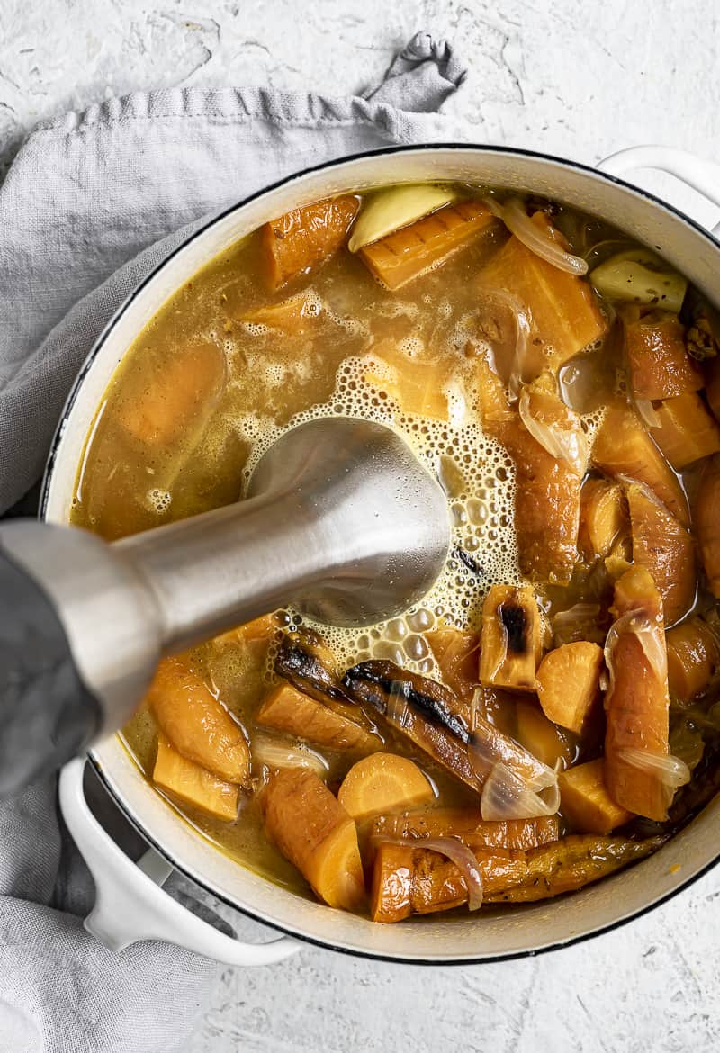 Blending the carrot soup