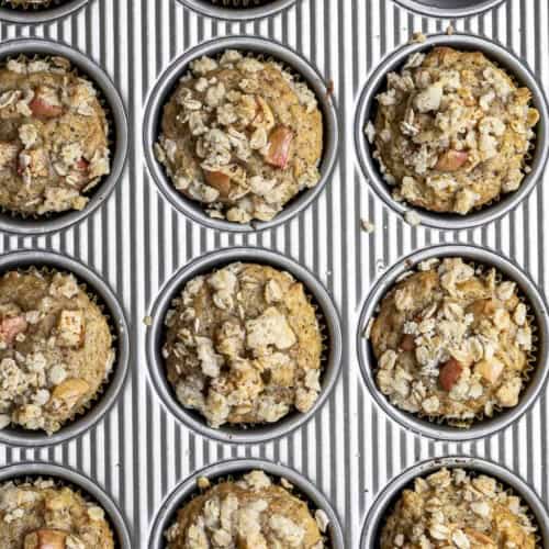 Baked Apple crisp muffins in muffin tin