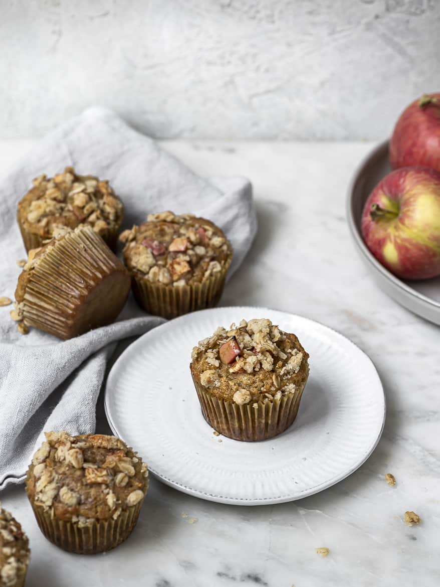 Baked Apple muffins on plate