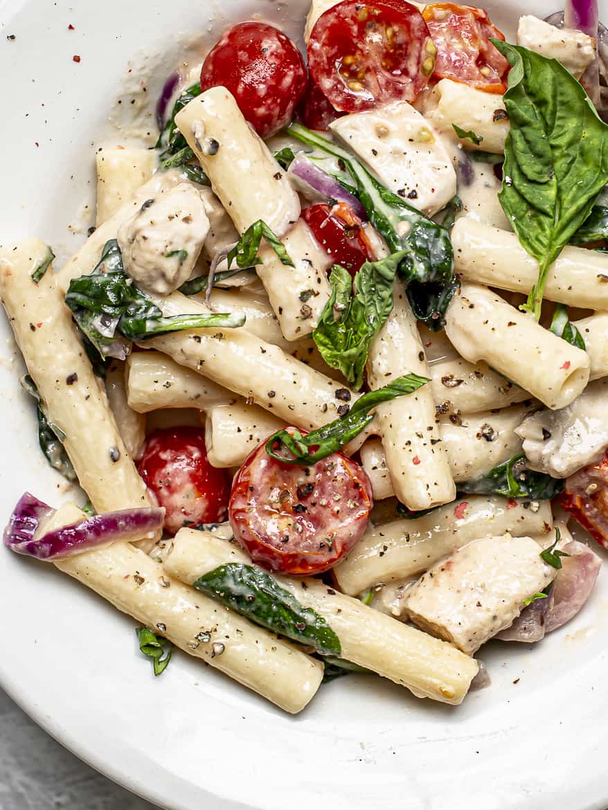 Close-up of Creamy Hummus Pasta in bowl