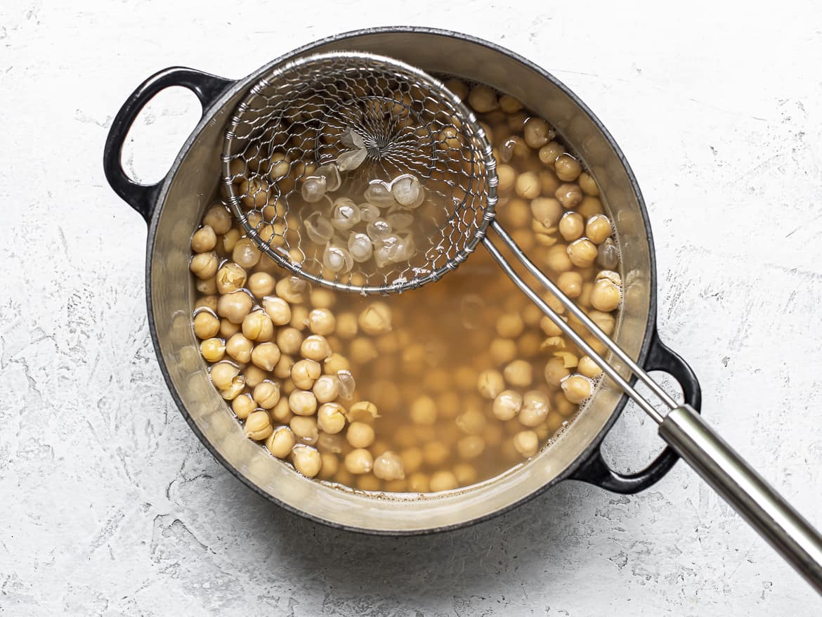 Cooked chickpeas in pot