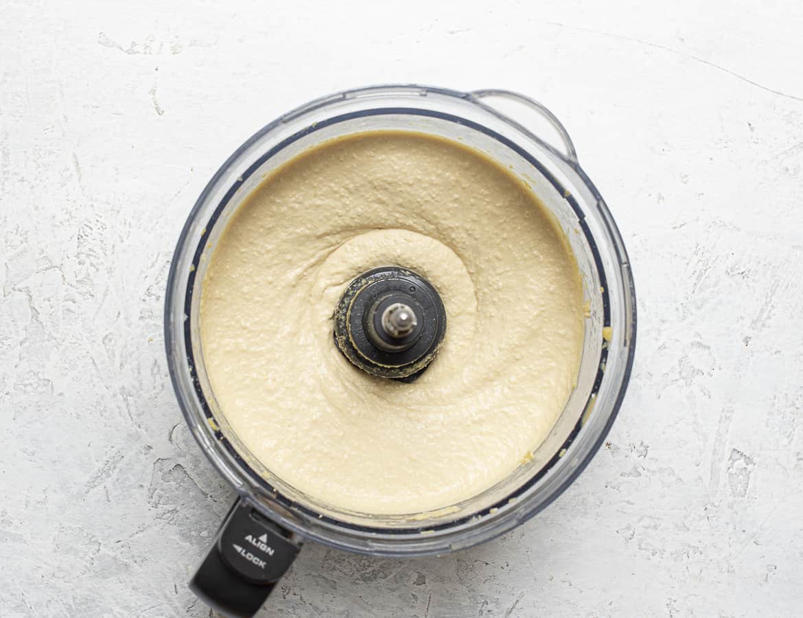 Hummus blended in food processor