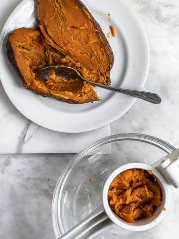 Mashing sweet potato