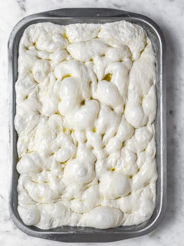 focaccia dough with dimples