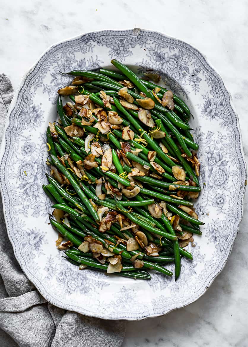 Haricots Verts Amandine on platter