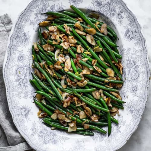 Haricots Verts Amandine on platter