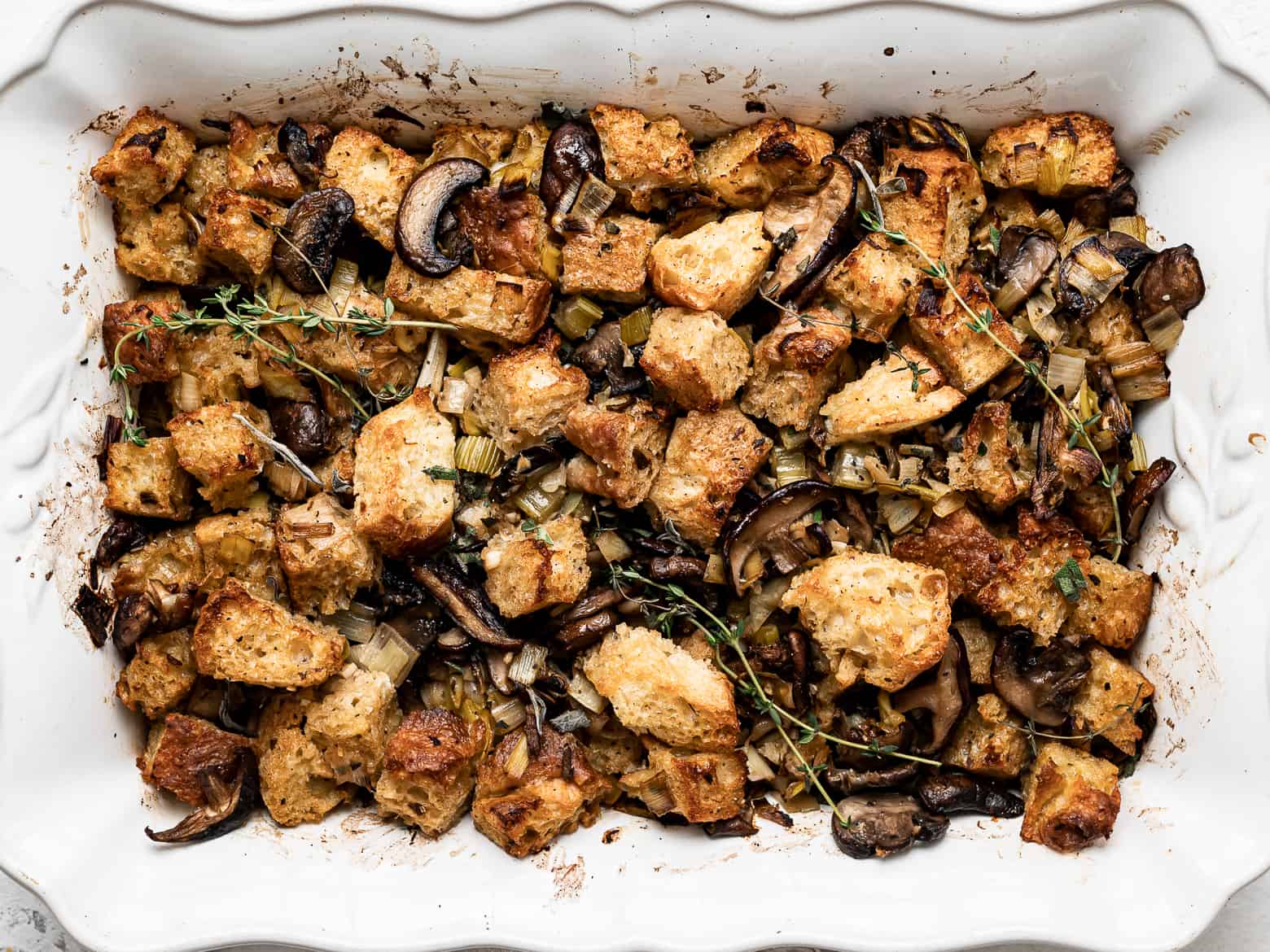close up of Wild Mushroom Focaccia Stuffing 
