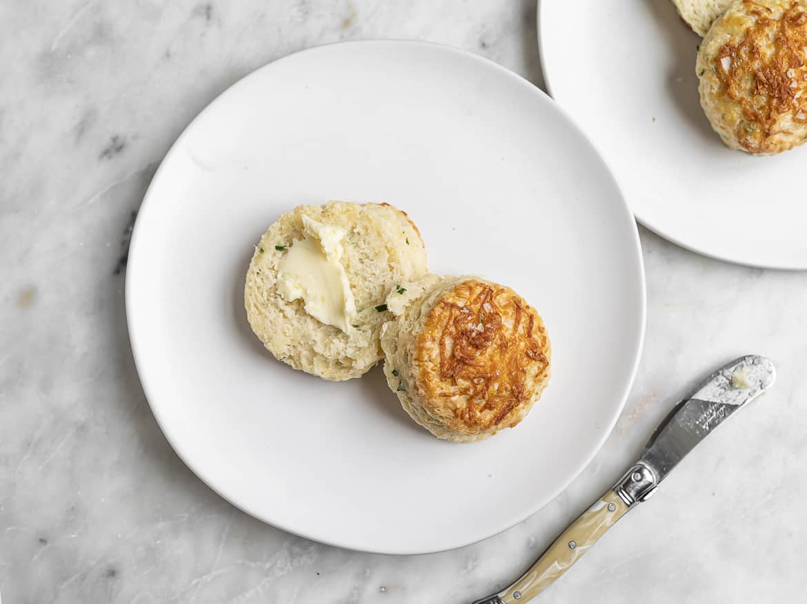 scones on plate with butter