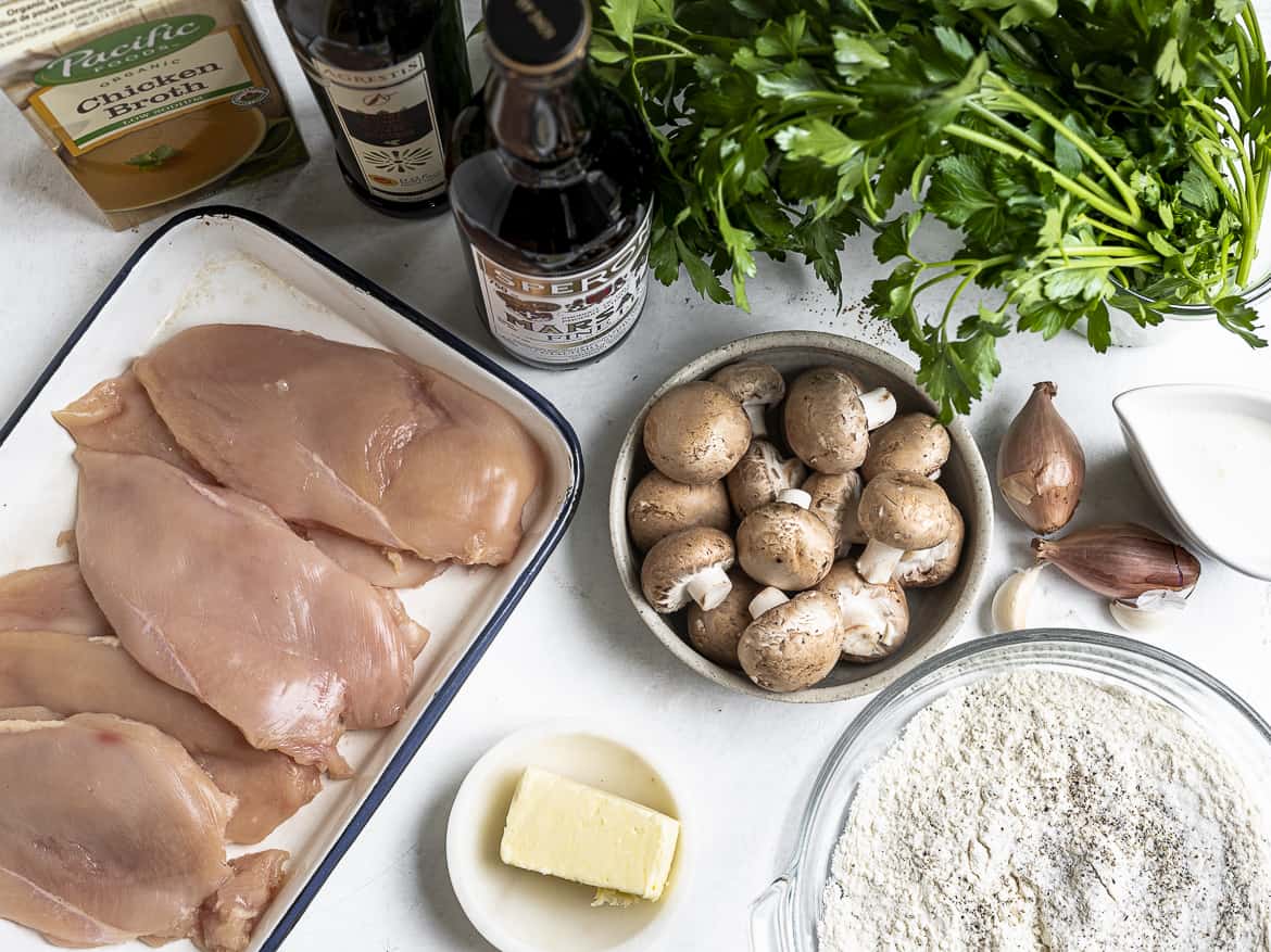 Ingredients to make Chicken Marsala