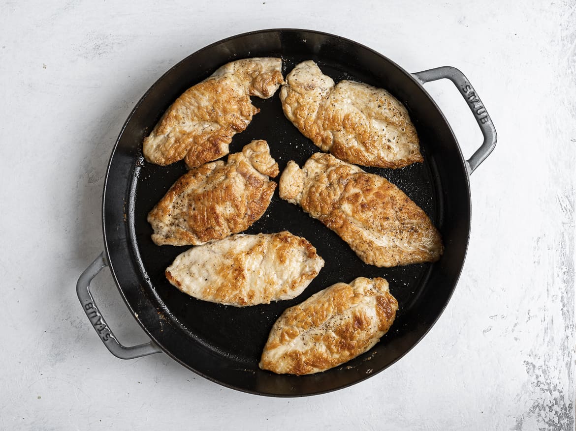 browning chicken in skillet