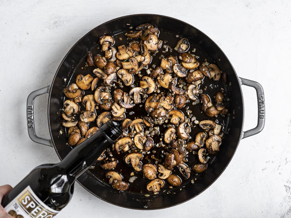 Adding Marsala to deglaze pan