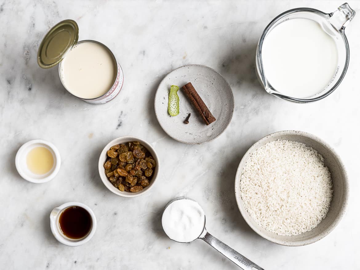Ingredients for rice pudding