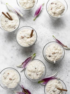 Rice pudding served in bowls