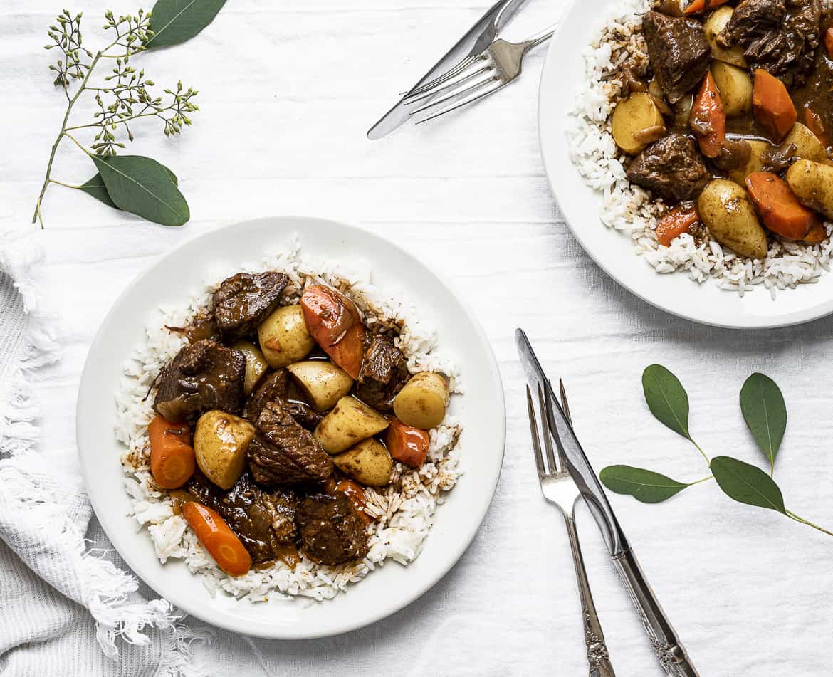 Beef stew served in bowls