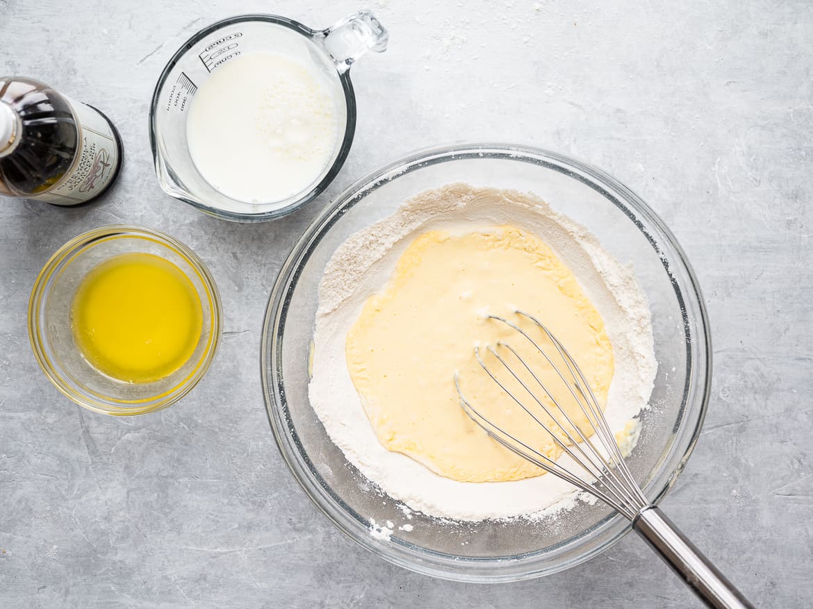 whisking the eggs and yogurt