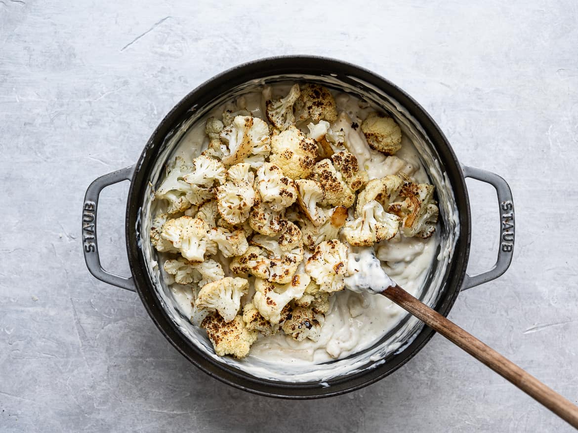 Adding cauliflower to pasta and cheese sauce