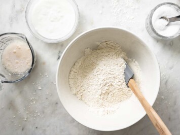 Foamy yeast mixture with other naan ingredients 
