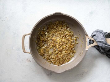 Onions sauteing in skillet