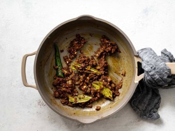 Chana Masala spices cooked in skillet