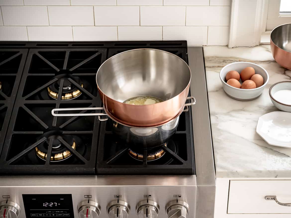 Melting butter and chocolate on stove