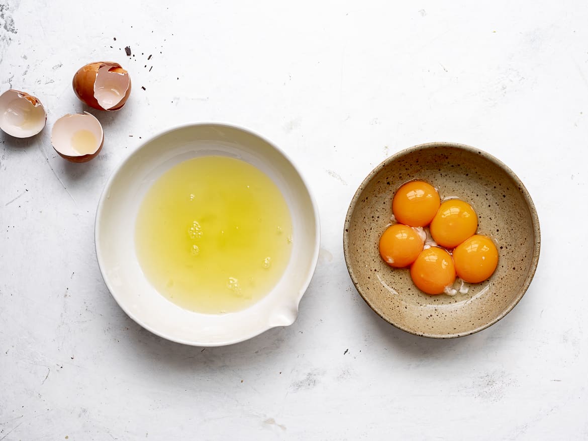 egg yolks separated from the egg whites