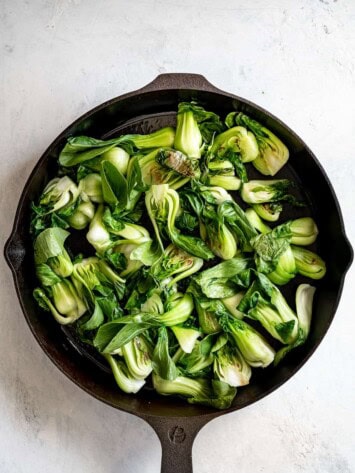 baby boy Choy in skillet