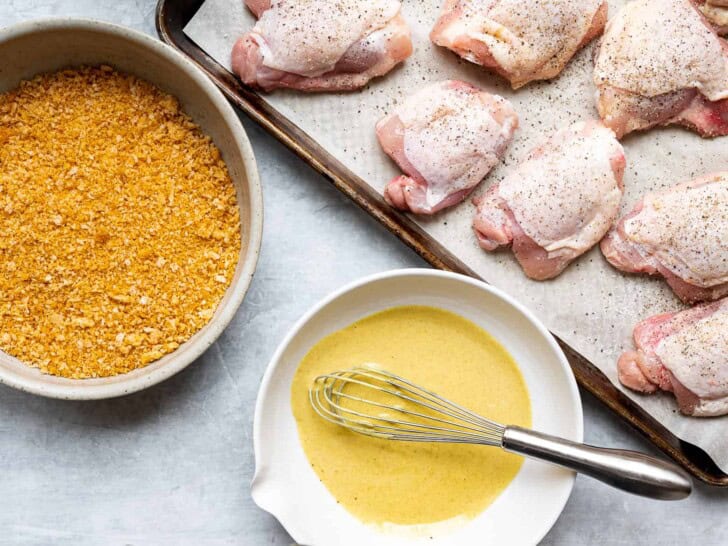 Chicken thighs and breadcrumb mixture