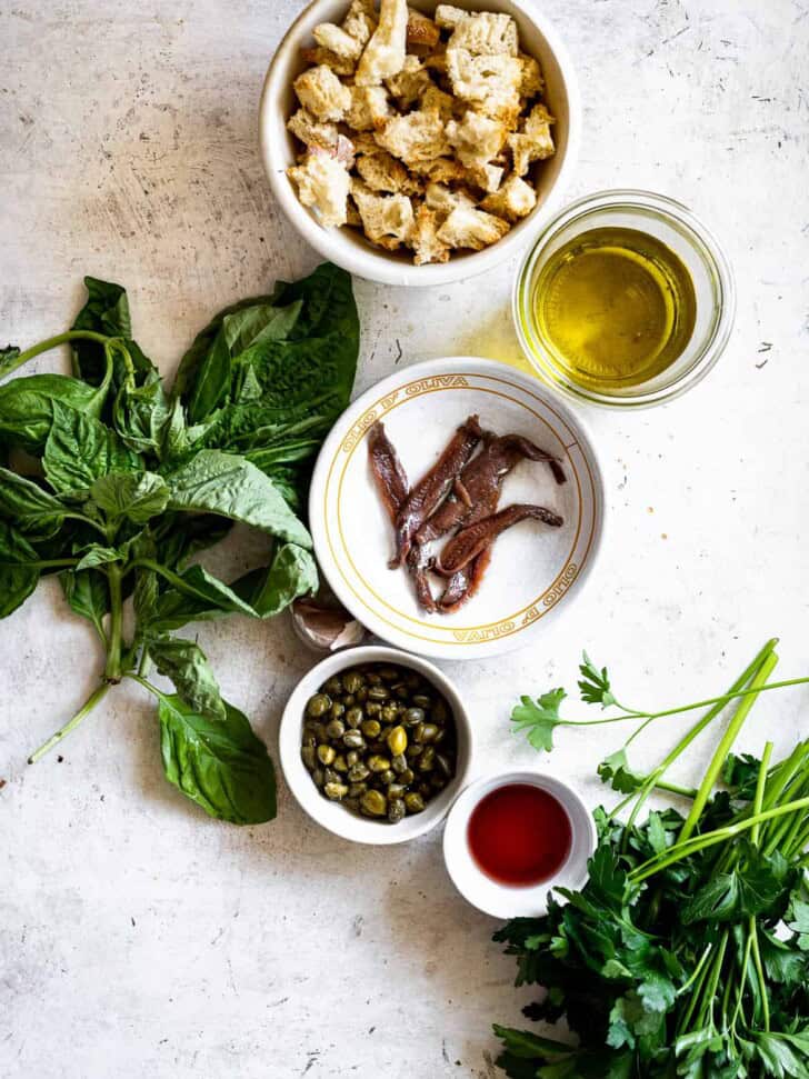 Ingredients for salsa verde