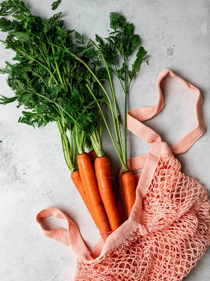 carrots in a market bag