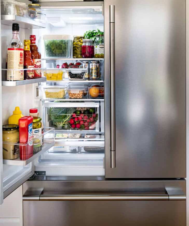 inside fridge and door