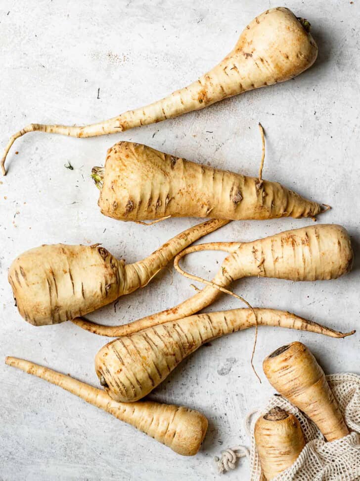 Birds-eye view of Parsnip root 