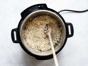 mixing rice with shallots in Instant pot