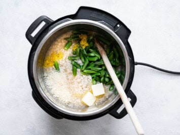 adding asparagus, lemon juice and parmesan to Instant Pot