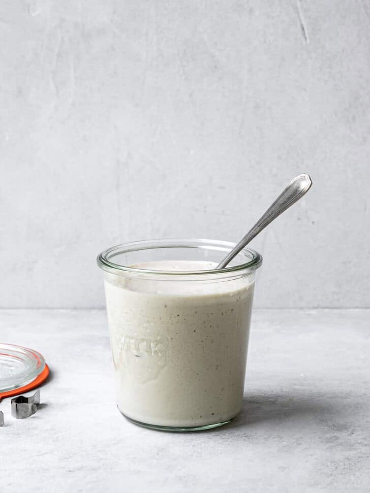 Tahini Dressing in jar 