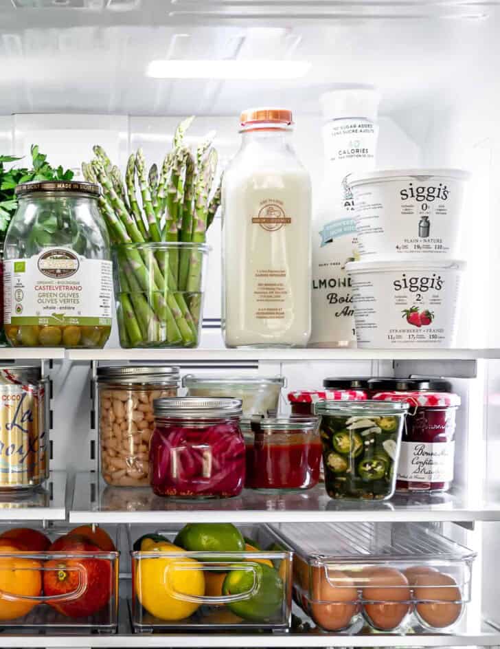 close up of inside fridge