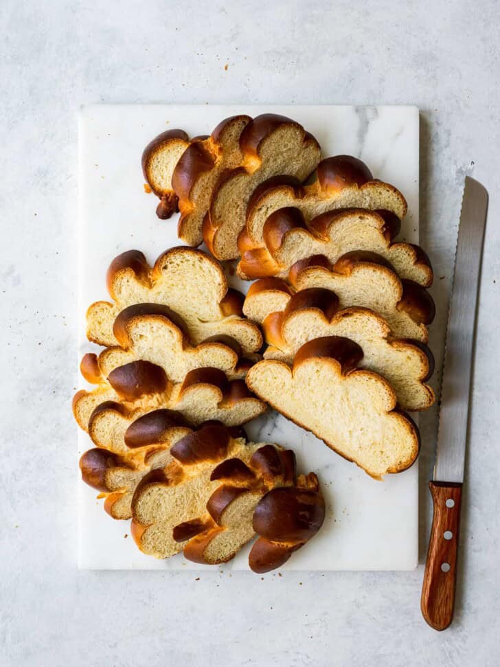 Sliced Challah bread 